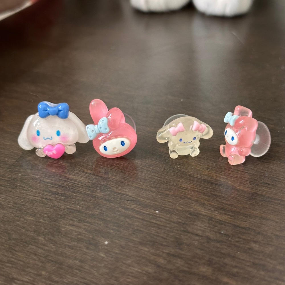 Sanrio Translucent Cinnamoroll My Melody Shoe Charms 4pc Set Kawaii Resin Clog
